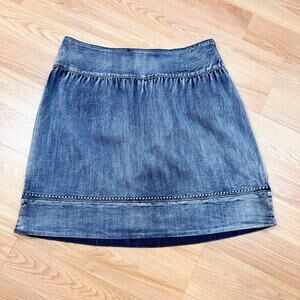Women’s Vintage Denim Mini Skirt 80s 90s Acid Wash Size 14 Grunge Rock Punk Moto